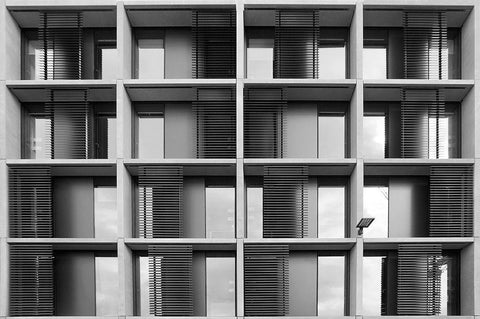 Living In The Grid Black Ornate Wood Framed Art Print with Double Matting by Wride, Linda