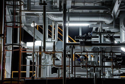 Plumbing White Modern Wood Framed Art Print with Double Matting by Hara, Tomoshi