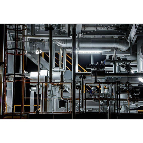 Plumbing Black Modern Wood Framed Art Print by Hara, Tomoshi