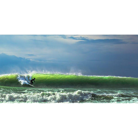 Catch The Wave White Modern Wood Framed Art Print by Mei, Massimo