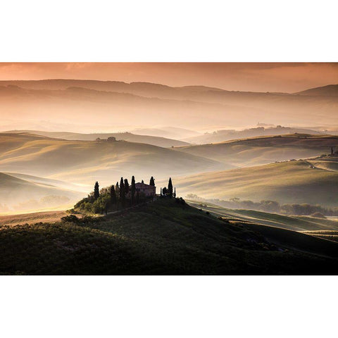 A Tuscan Country Landscape White Modern Wood Framed Art Print by Bogaerts, Sus