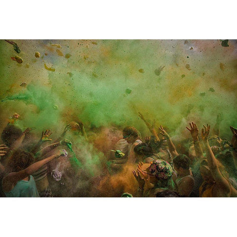 Paint Fight Black Modern Wood Framed Art Print with Double Matting by Luke