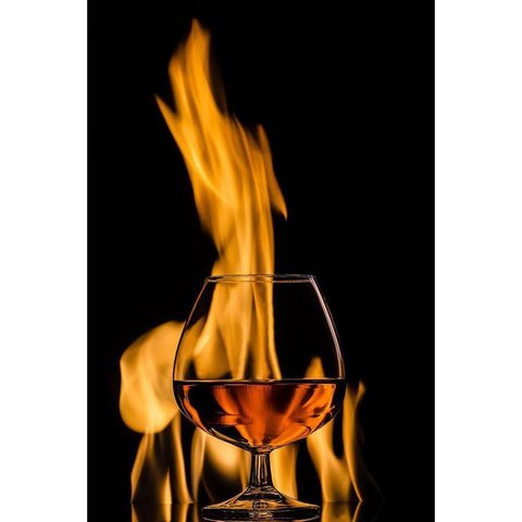 Cognac And Fire Black Modern Wood Framed Art Print with Double Matting by Lavsen, Gert