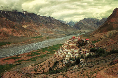 Ki Monastery Black Ornate Wood Framed Art Print with Double Matting by Mehdi Fazelbeygi, M.