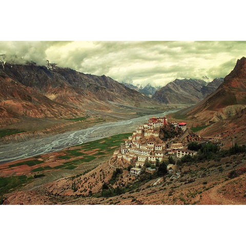 Ki Monastery Black Modern Wood Framed Art Print with Double Matting by Mehdi Fazelbeygi, M.