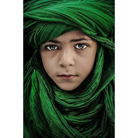 Green Boy Gold Ornate Wood Framed Art Print with Double Matting by Dhahi, Saeed