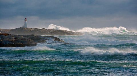 In The Protection Of A Lighthouse Black Ornate Wood Framed Art Print with Double Matting by Morrison, Jamie
