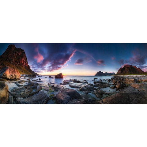 Utakleiv Sunset Gold Ornate Wood Framed Art Print with Double Matting by Nicholas Roemmelt, Dr.