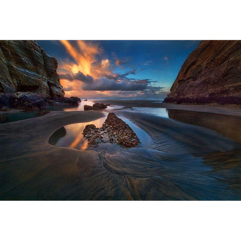 When The Tide Receded White Modern Wood Framed Art Print by Zhang, Yan