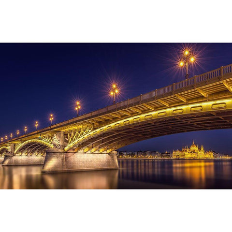 A View Of Budapest Black Modern Wood Framed Art Print with Double Matting by D Morkeberg, Thomas