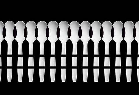 Spoons Abstract: Fence White Modern Wood Framed Art Print with Double Matting by Hammer, Jacqueline