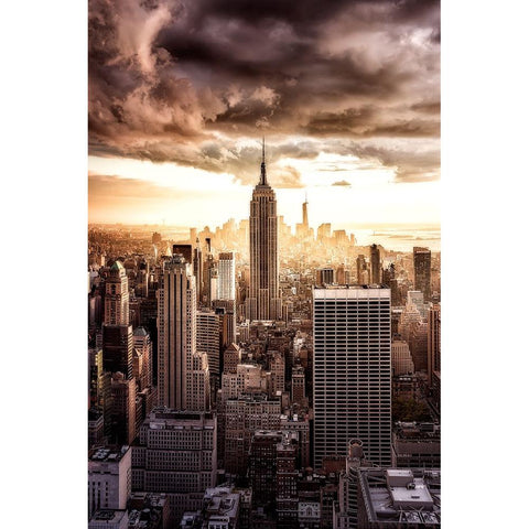 Top Of The Sunsets White Modern Wood Framed Art Print by De La, Javier