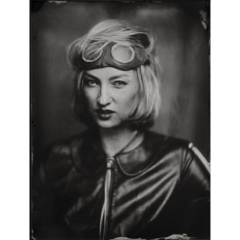 Olga, Wet Plate 18 X 24 Cm Black Modern Wood Framed Art Print with Double Matting by Az, Dzmitry