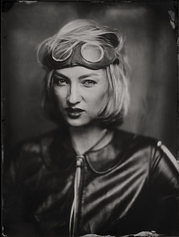 Olga, Wet Plate 18 X 24 Cm White Modern Wood Framed Art Print with Double Matting by Az, Dzmitry