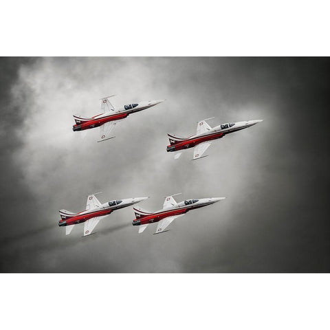 Patrouille Suisse White Modern Wood Framed Art Print by Leon