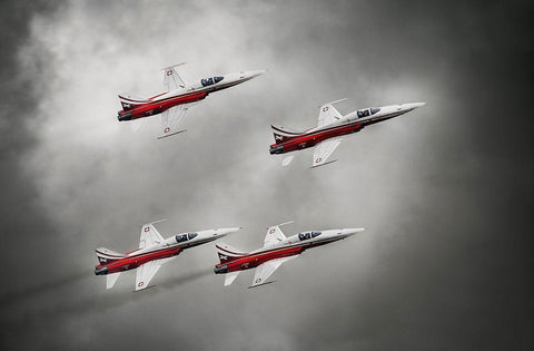 Patrouille Suisse White Modern Wood Framed Art Print with Double Matting by Leon