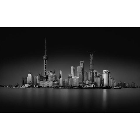 Dark Pudong Black Modern Wood Framed Art Print with Double Matting by Schilbe, Stefan