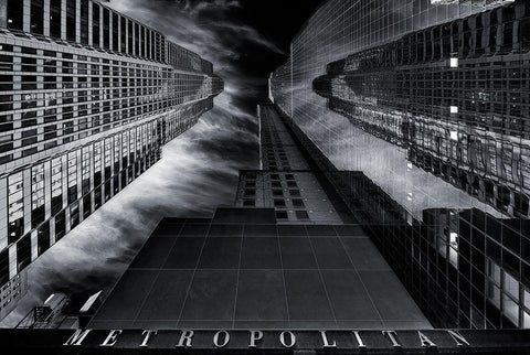 M E T R O P O L I T A N White Modern Wood Framed Art Print with Double Matting by De La, Javier