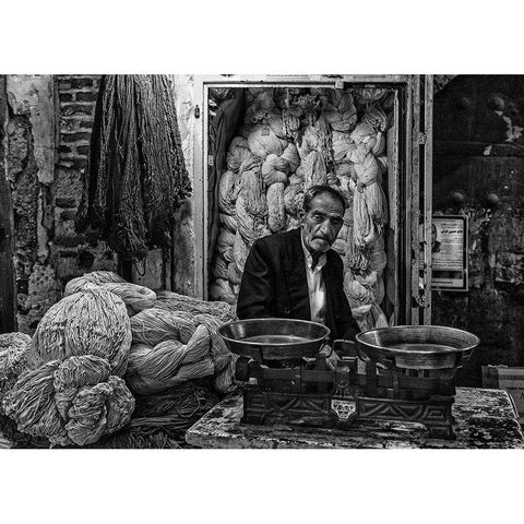 Rope Seller In A Bazaar (Iran) Black Modern Wood Framed Art Print with Double Matting by Inazio Kuesta, Joxe