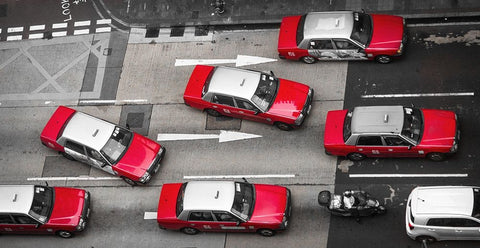 Taxi! Black Ornate Wood Framed Art Print with Double Matting by Johns, Dave