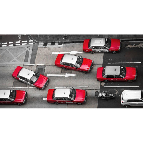 Taxi! Black Modern Wood Framed Art Print by Johns, Dave