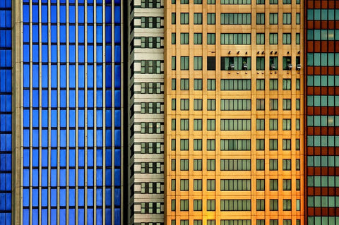 Windows on the City White Modern Wood Framed Art Print with Double Matting by Guillemot, Mathilde