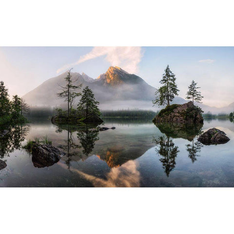 Natures Awakening Gold Ornate Wood Framed Art Print with Double Matting by Gastager, Daniel
