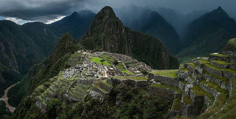 Machu Picchu-Peru White Modern Wood Framed Art Print with Double Matting by Normark, Helena