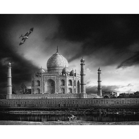 The Banks Of The Jamuna River Black Modern Wood Framed Art Print with Double Matting by Flour, Piet