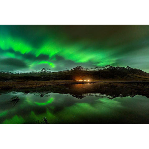 Wind To Northern Ligths Gold Ornate Wood Framed Art Print with Double Matting by Martin Castan, David