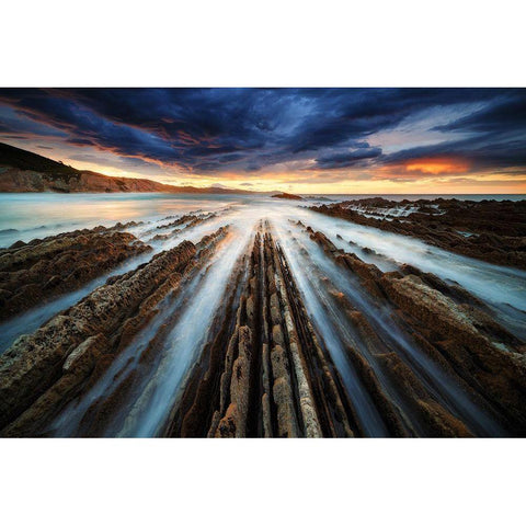 Zumaia Flysch Black Modern Wood Framed Art Print with Double Matting by Pablo De, Juan