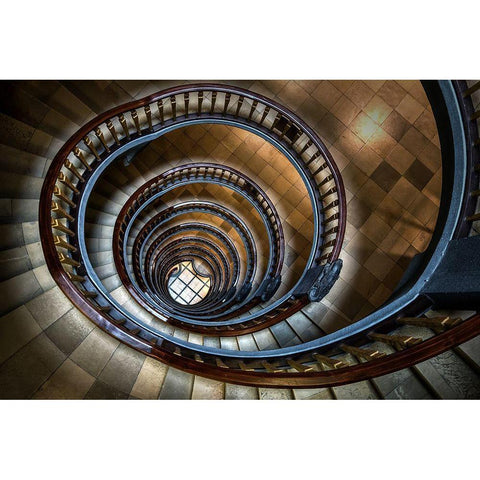 Staircase White Modern Wood Framed Art Print by Mohrmann, Dennis