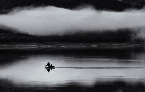 Fishing Passion Black Ornate Wood Framed Art Print with Double Matting by Oncete, Julien