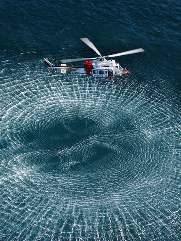 Italian Coast Guard: Hovering White Modern Wood Framed Art Print with Double Matting by Barsotti, Lorenzo