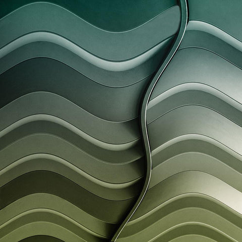 Broken Waves White Modern Wood Framed Art Print with Double Matting by Vangindertael, Luc