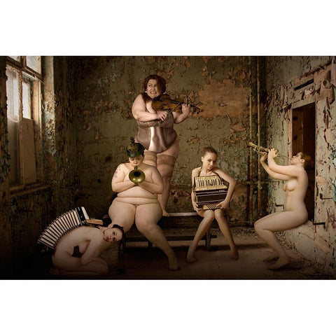 The Girl-Band White Modern Wood Framed Art Print by von Diepenbroek, Christine