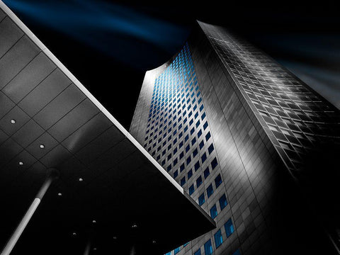 Velvet Blue Black Ornate Wood Framed Art Print with Double Matting by Glaab, Holger