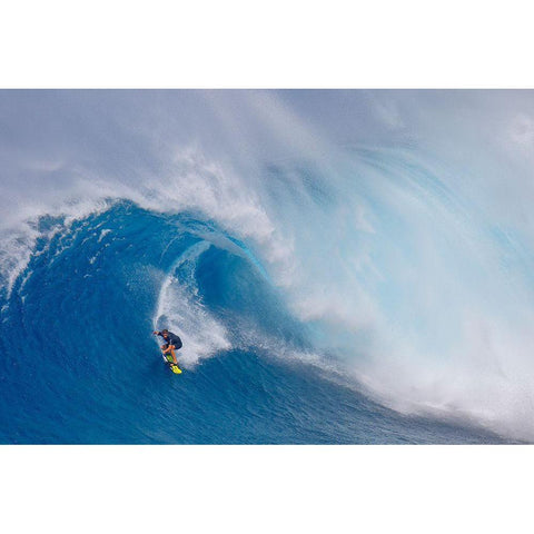 Surfing Jaws White Modern Wood Framed Art Print by Stahl, Peter