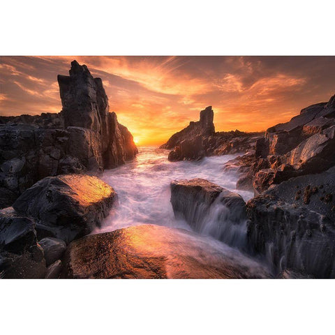 The Edge Of The World Black Modern Wood Framed Art Print with Double Matting by Zhang, Joshua