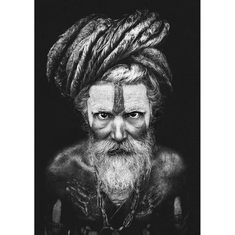 Face The Sadhu ... Gold Ornate Wood Framed Art Print with Double Matting by Abdulazim, Ahmed