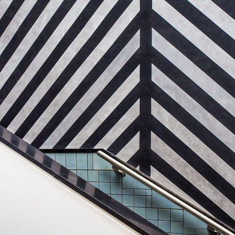 Museum Staircase White Modern Wood Framed Art Print with Double Matting by Vangindertael, Luc