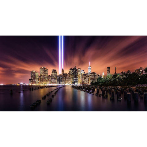 Unforgettable 9-11 Gold Ornate Wood Framed Art Print with Double Matting by De La, Javier