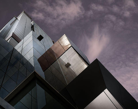 Cubic Reflection. White Modern Wood Framed Art Print with Double Matting by Verschelden, Harry