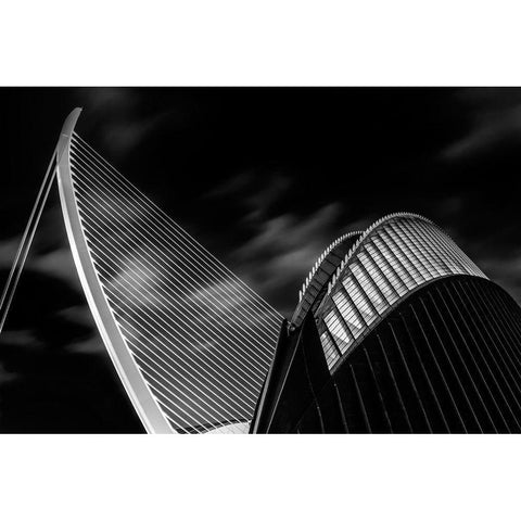 Dramatic Valencia Black Modern Wood Framed Art Print with Double Matting by Camacho, Anto