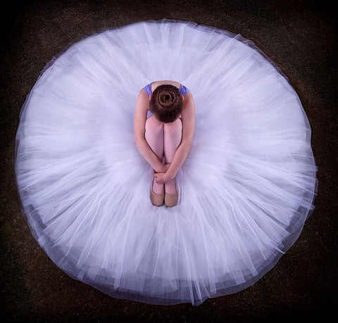 Young Ballerina White Modern Wood Framed Art Print with Double Matting by Pentony MA, Pauline