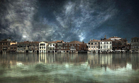 Reflections In Venice Black Ornate Wood Framed Art Print with Double Matting by Bautista., Nieves