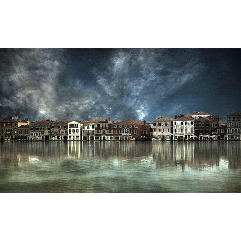 Reflections In Venice Black Modern Wood Framed Art Print with Double Matting by Bautista., Nieves