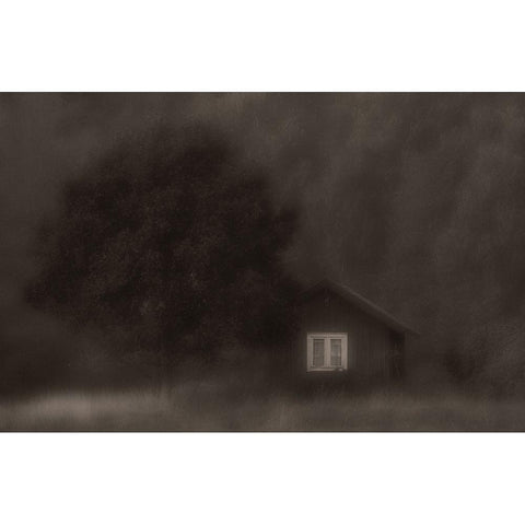 The Little Cottage In The Woods White Modern Wood Framed Art Print by Wallberg, Allan