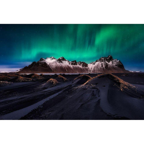 Enchanted Stokksnes Black Modern Wood Framed Art Print by De La, Javier