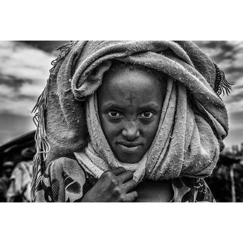 Ethiopian Girl White Modern Wood Framed Art Print by Inazio Kuesta, Joxe